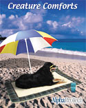Creature Comforts offers DDA's photo manipulation skills to make mans best friend look at home on the beach. In reality, the high resolution digital photograph took place in DDA's large library of 250,000 plus royalty free images.