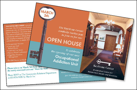 Post card design for KeyStone Center