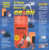 Three more package designs for Orion signal flares. An entire family of products with a shared common package design and a distinctive look.