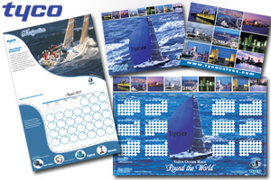 DDA was asked to design a print calendar featuring the Tyco effort in the Volvo around the world race. DDA suggested developing a monthly theme that juxtaposed the Volvo race story with a monthly Tyco capabilities theme.