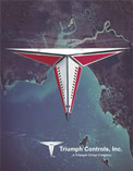 When DDA did the marketing analysis in preperation for designing this Triumph Controls brochure, it realized that the triangular Triumph logo could be 3D modeled into a futuristic airplane. 
