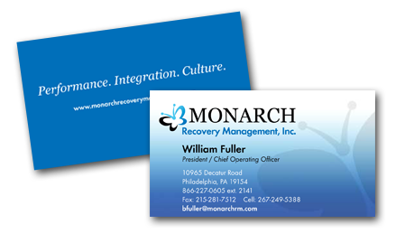 Business Card Design for Monarch Recovery Management by Dynamic Digital Advertising