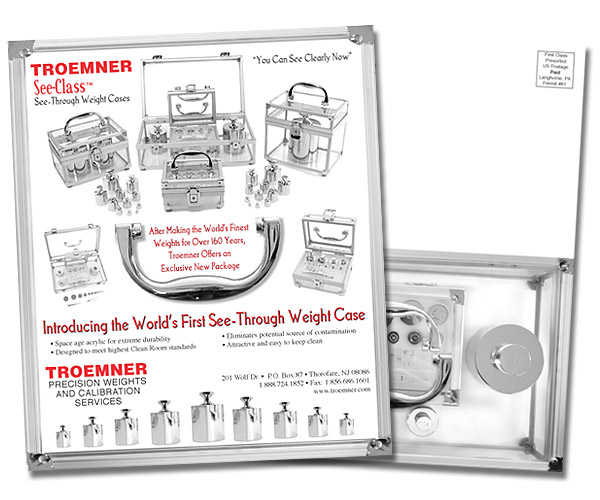 What better way to show the beauty of a clear acrylic case than to design a brochure that you can "see into." 