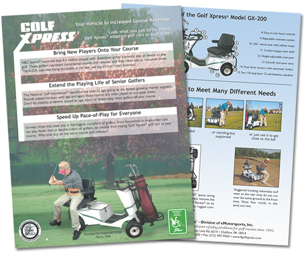 Print Sales Sheet Design For Golf Xpress